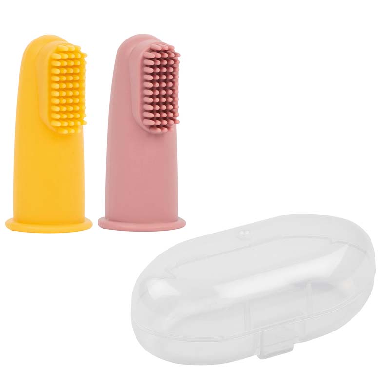 Nattou - Set 2 brosses à dents silicone et étui ROSE Nattou