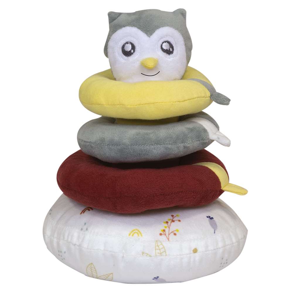 Trois Kilos Sept - Pyramide empilable en tissu Chouette Cache cache en fôret MULTICOLORE Trois Kilos Sept