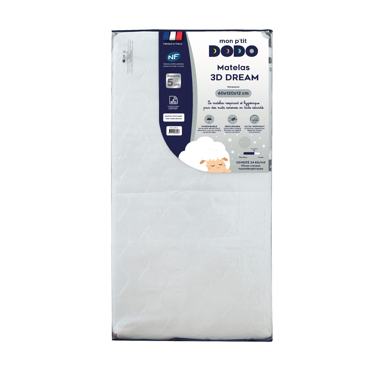 Matelas 3D Dream ultra respirant BLANC Mon P'tit Dodo