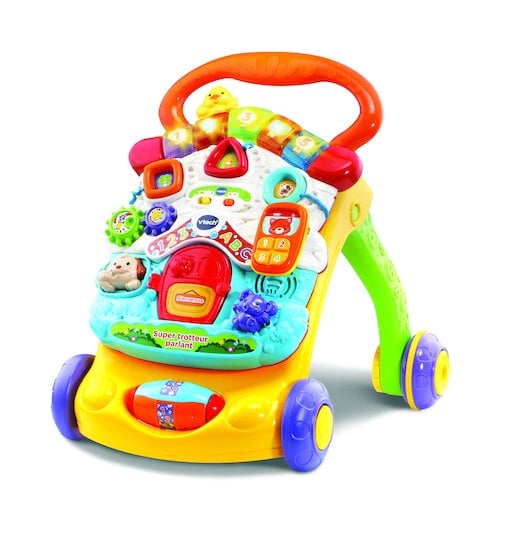 LIFEZEAL Chariot de Marche Bebe en Bois avec 4 Roues, Trotteur