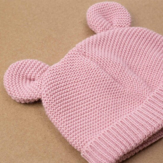 Trois Kilos Sept Bonnet Maille Vieux Rose 0-1 mois