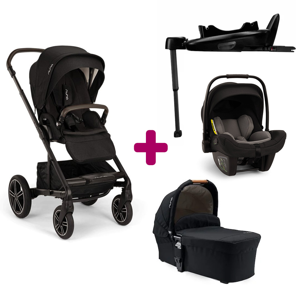 Nuna - Pack Poussette trio Mixx next Caviar + Nacelle Mixx caviar + coque Pipa next Caviar + base next  Nuna