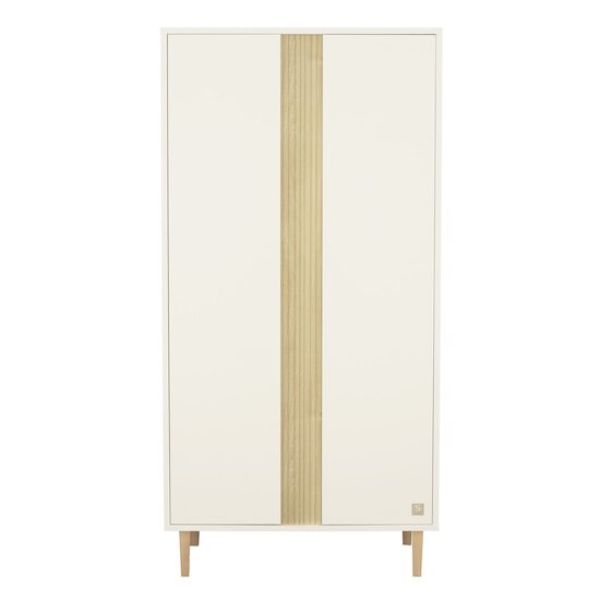 Sauthon Armoire 2 portes Paloma Blanc Neige/Chêne Strié Sépia/Hêtre Vernis  Sauthon Armoire 2 portes Paloma Blanc Neige/Chêne Strié Sépia/Hêtre Vernis
