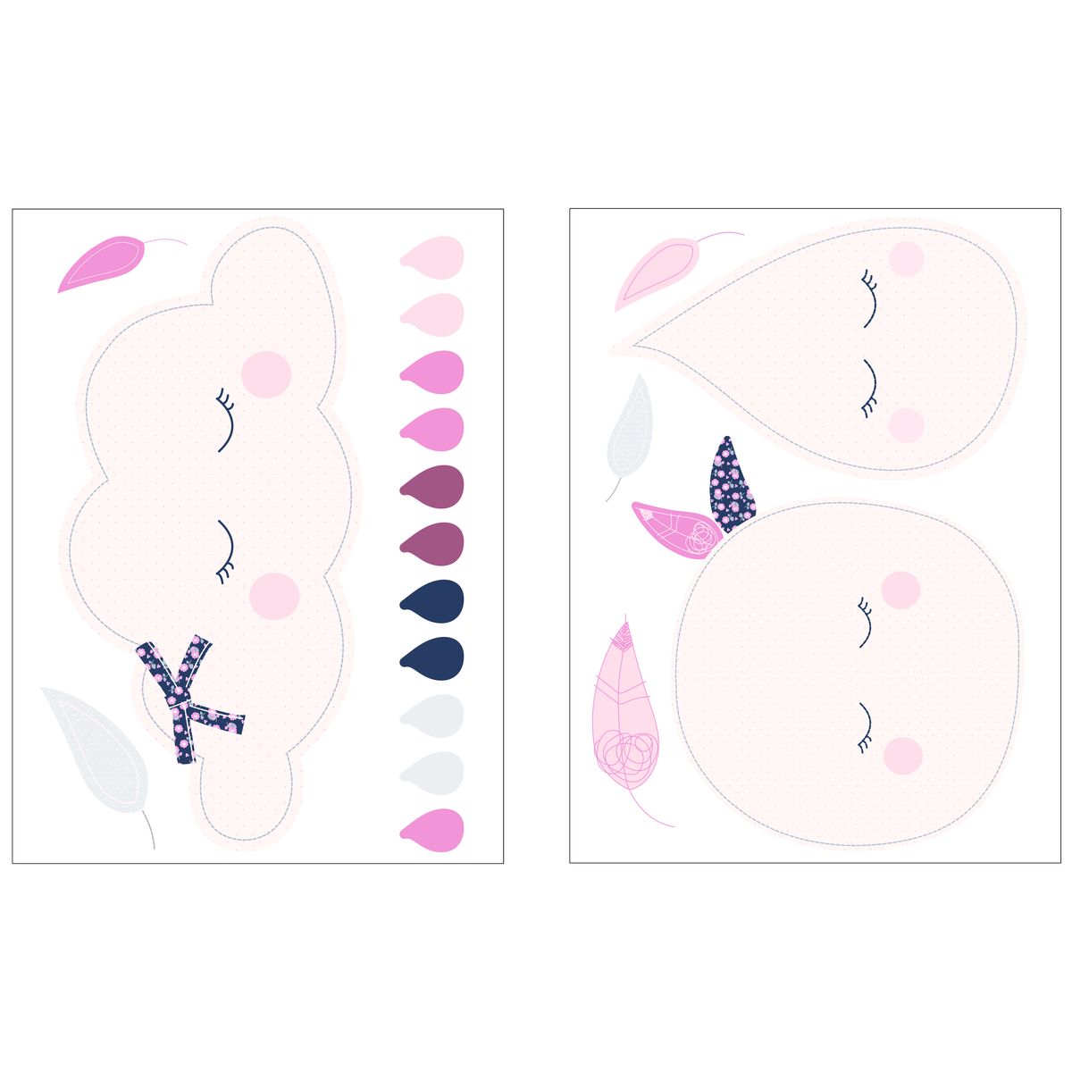 Stickers muraux lune Miss Fleur de Lune ROSE Sauthon