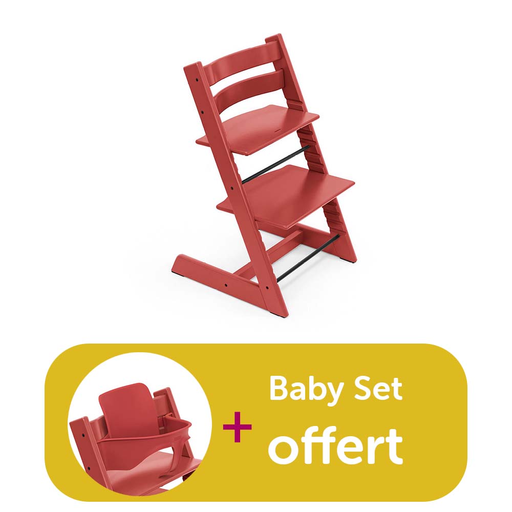 Chaise tripp trapp achetée Rouge Chaud = baby set rouge chaud offert Stokke