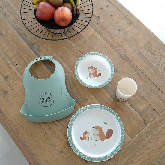 Thermobaby Mon Premier Coffret Repas Micro-Ondes Castor Vert Sauge  Thermobaby Mon Premier Coffret Repas Micro-Ondes Castor Vert Sauge