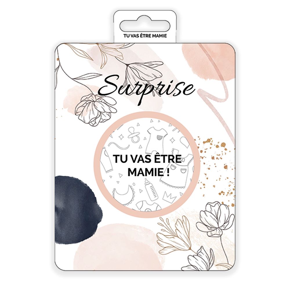 Carte à gratter annonce « Tu vas être mamie » ROSE Irréversible Bijoux