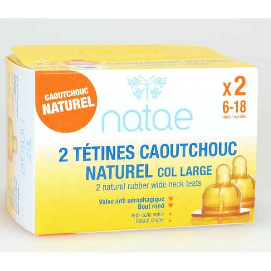 Natae Tétines caoutchouc Nataé débit 2  6-18 mois