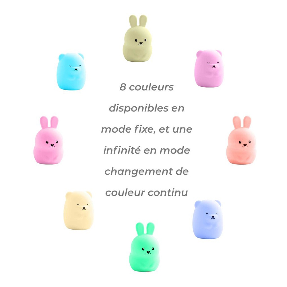 Maïka - Veilleuse silicone lapin BLANC Maïka