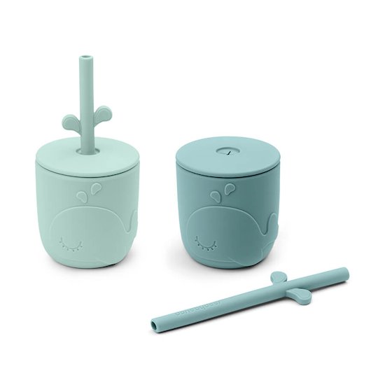 Done by Deer 2 gobelets avec paille Wally Peekaboo Bleu 