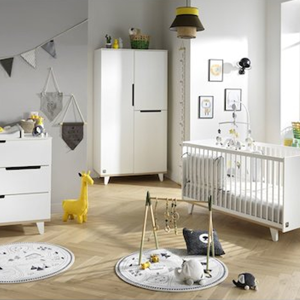 Chambre bébé complète Baltic : lit 60x120, commode, armoire Sauthon