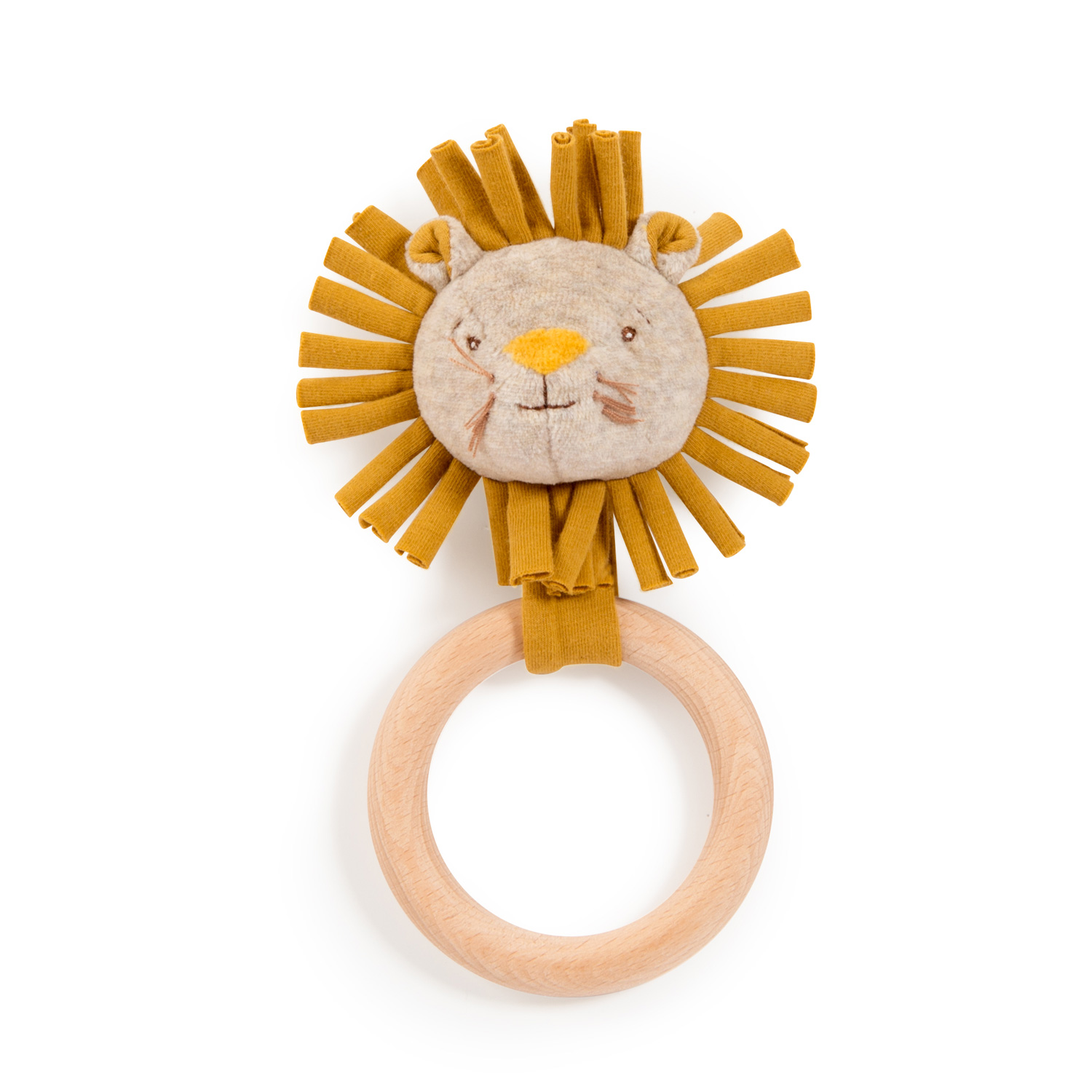 MOULIN ROTY - Anneau-hochet bois tête lion Sous mon baobab MULTICOLORE Moulin Roty