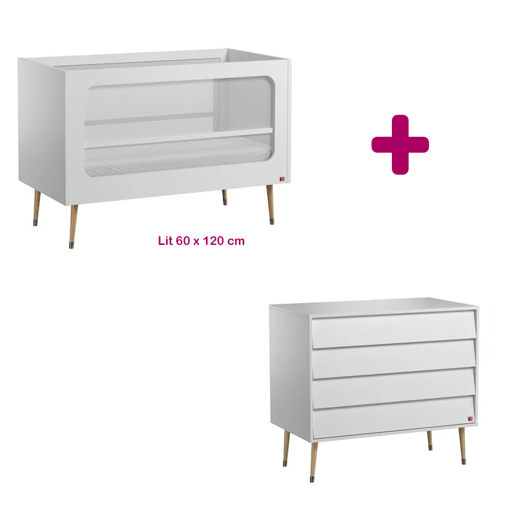 Chambre Duo Bosque : lit 60x120, commode Vox