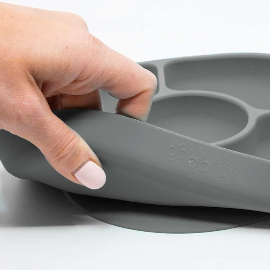 BBlüv Assiette et cuillère en silicone Yümi gris 