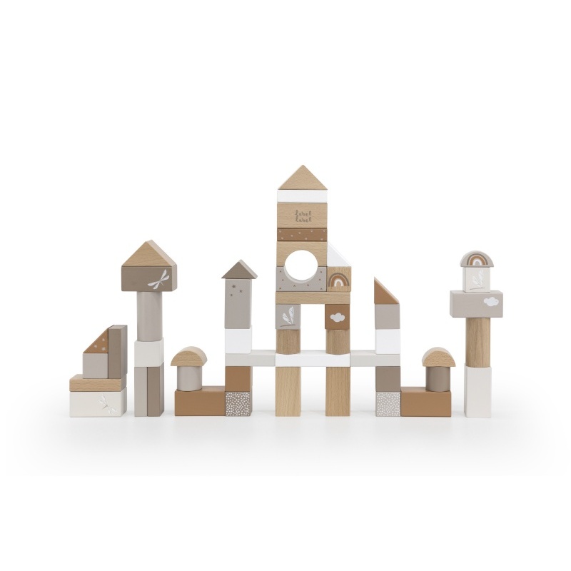 Label-Label - Blocs de bois 50pcs MARRON Label Label