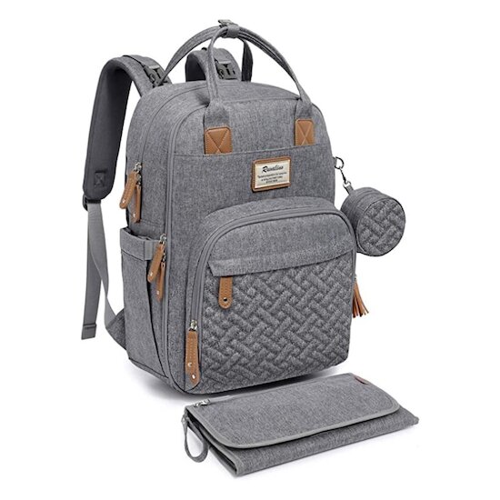 Ruvalino Sac à langer multi-fonctions Gris clair 