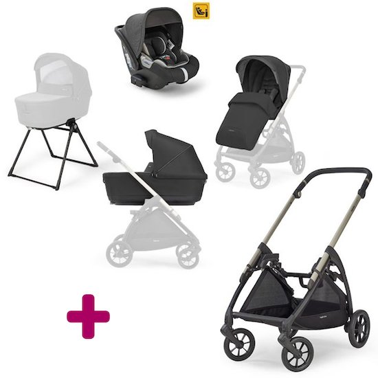 Inglesina Pack poussette trio Electa + coque Darwin + nacelle + couvre-jambe + support Upper black  