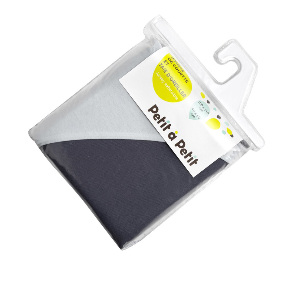 Housse de couette + taie GRIS Petit à petit
