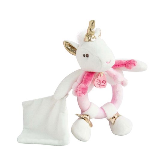 Hochet avec doudou Lucie la licorne Doudou Compagnie de Doudou