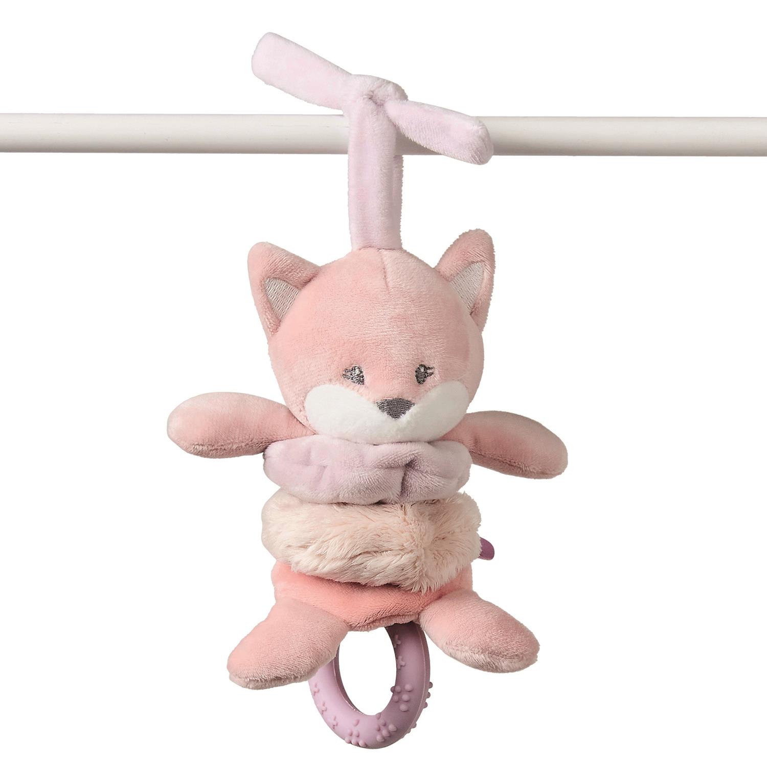 Peluche renard vibrato avec anneau Alice et Pomme ROSE Nattou