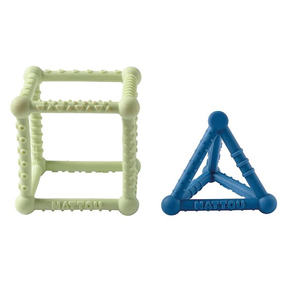 Nattou Set Cube/triangle silicone Vert/Bleu 