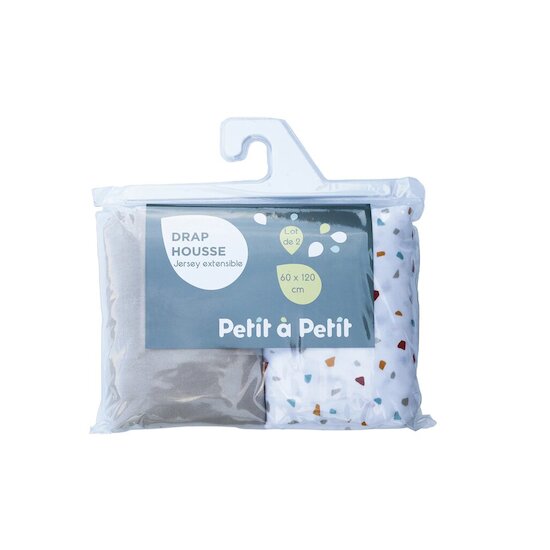 Petit à petit Lot de 2 draps housse Terrazo Beige  Petit à petit Lot de 2 draps housse Terrazo Beige