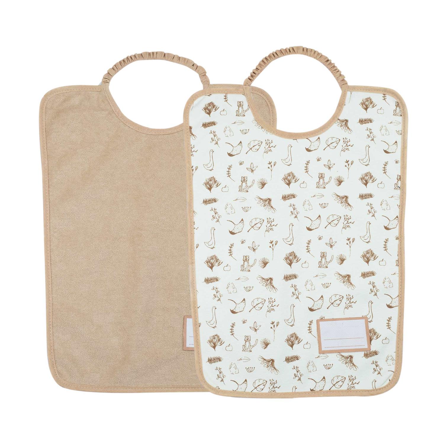 2 Bavoirs maternelles BEIGE Trois Kilos Sept