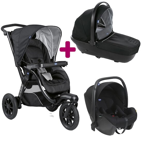 Chicco Pack poussette Trio Activ3 Nacelle + Siège auto Kory jet black  