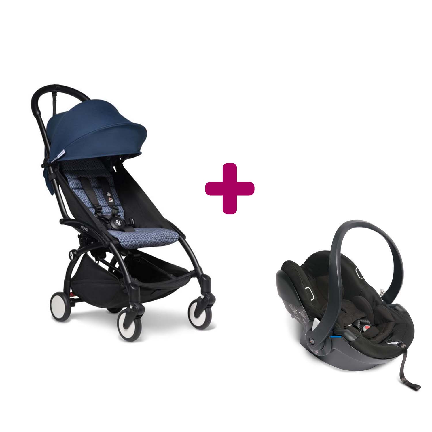 Pack poussette chassis YOYO² chassis noir + coque yoyo + pack 6+ bleu Air France   BABYZEN