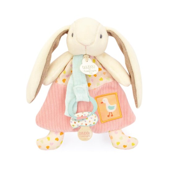 Doudou & Compagnie Doudou attache-sucette lapin ciboulette Rose 