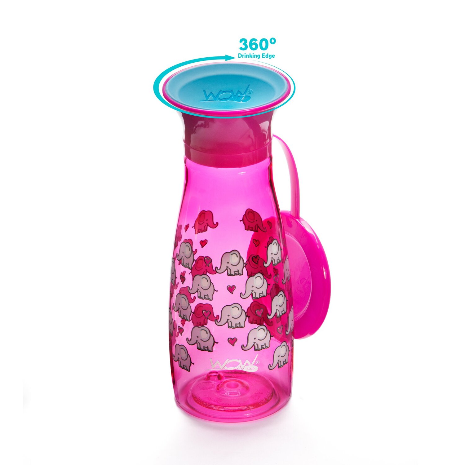 Gourde 360 ° enfant avec couvercle ROSE Wowcup