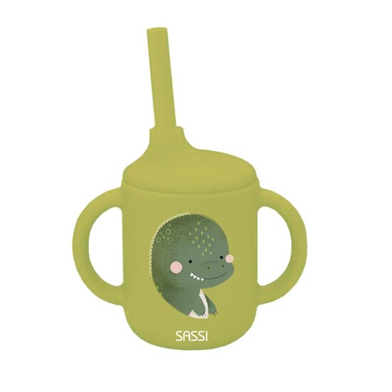 Sassi Junior Tasse avec paille silicone  Cracky The Dinosaur 