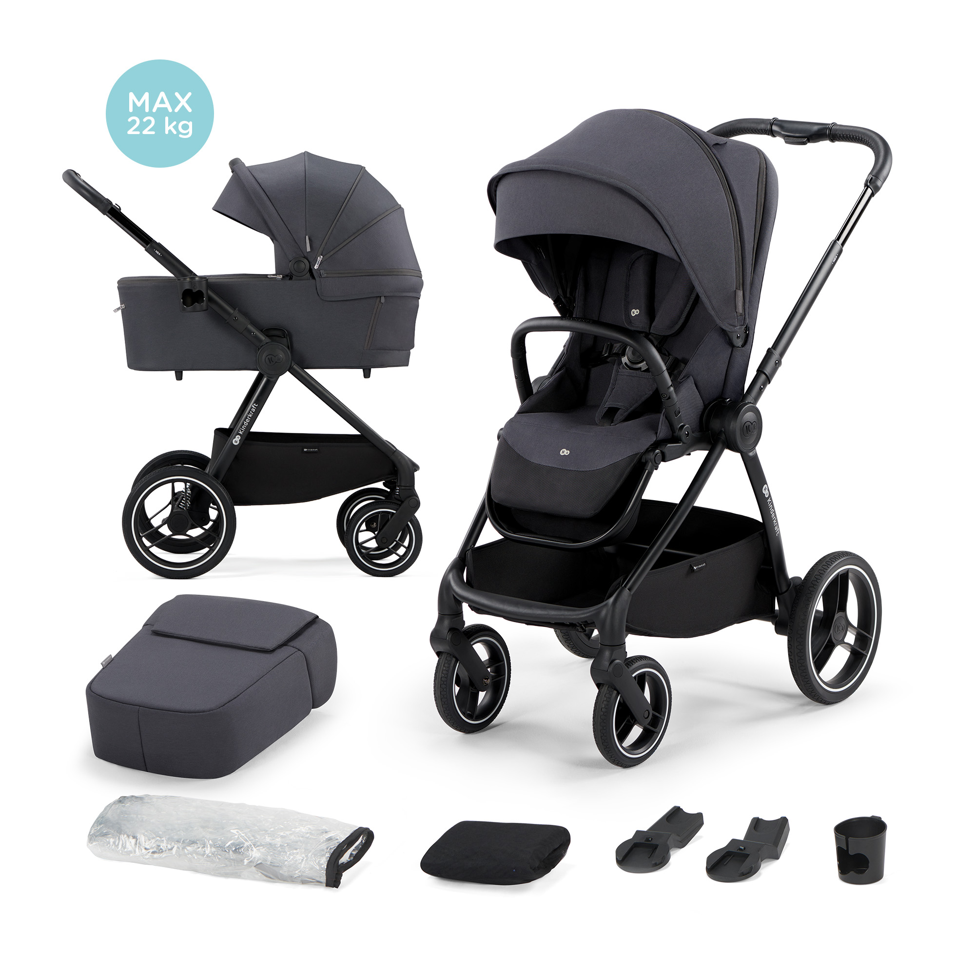 Poussette Multifonction Néa 2en1 GRIS Kinderkraft