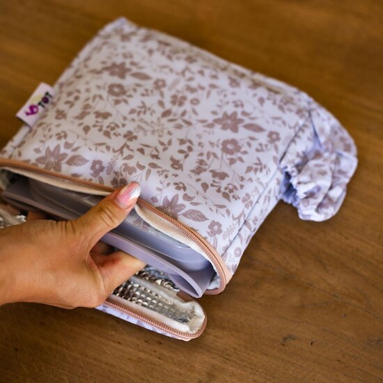 Tidy tot Assiette Easy Mat et son lunchbag Fleur de Jardin Rose 
