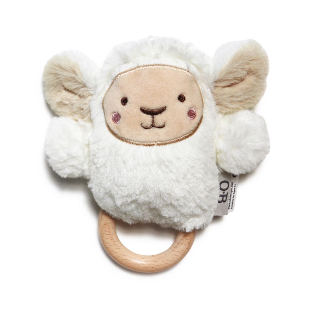 Hochet mouton avec anneau dentition bois BLANC BB&Co