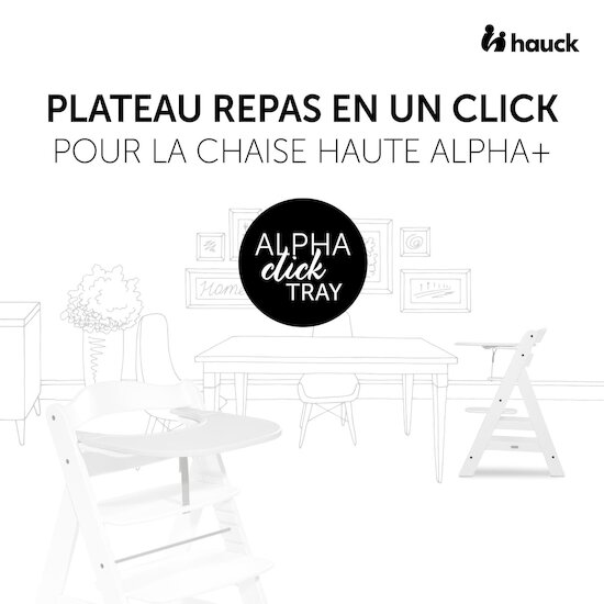 Hauck Plateau Pour chaise haute Alpha Click Tray White  Hauck Plateau Pour chaise haute Alpha Click Tray White
