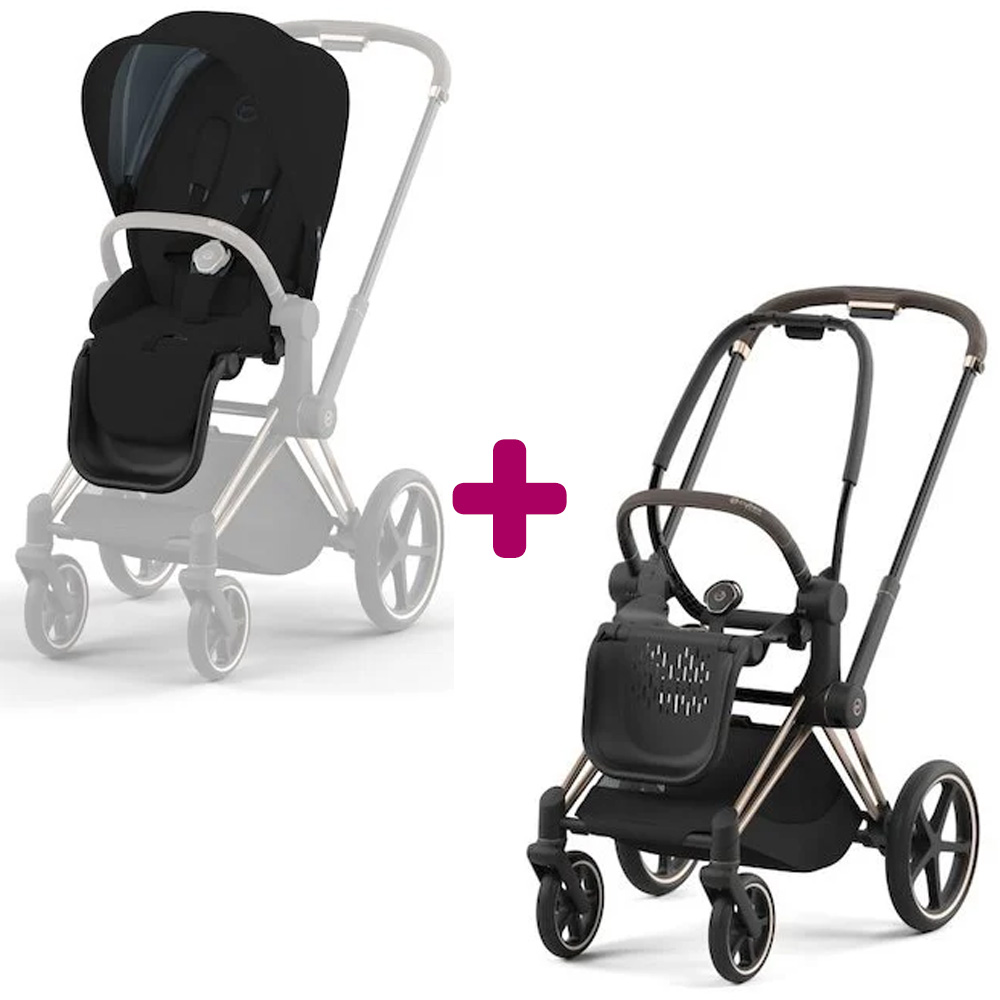 Poussette Priam 2022 Rosegold + siège Stardust Black Plus Cybex