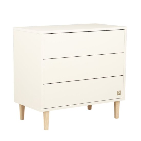 Sauthon Commode 3 tiroirs Paloma Blanc Neige/Hêtre Vernis  Sauthon Commode 3 tiroirs Paloma Blanc Neige/Hêtre Vernis