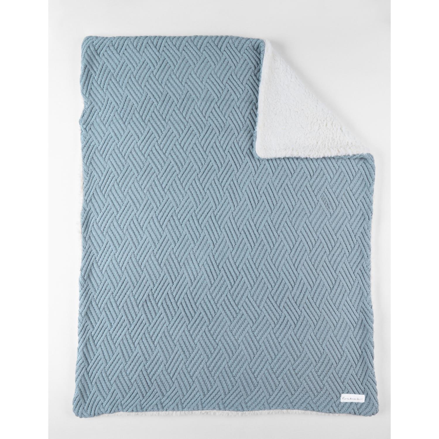 Noukie's - Couverture tricot avec sherpa M&M24 BLEU Noukie's
