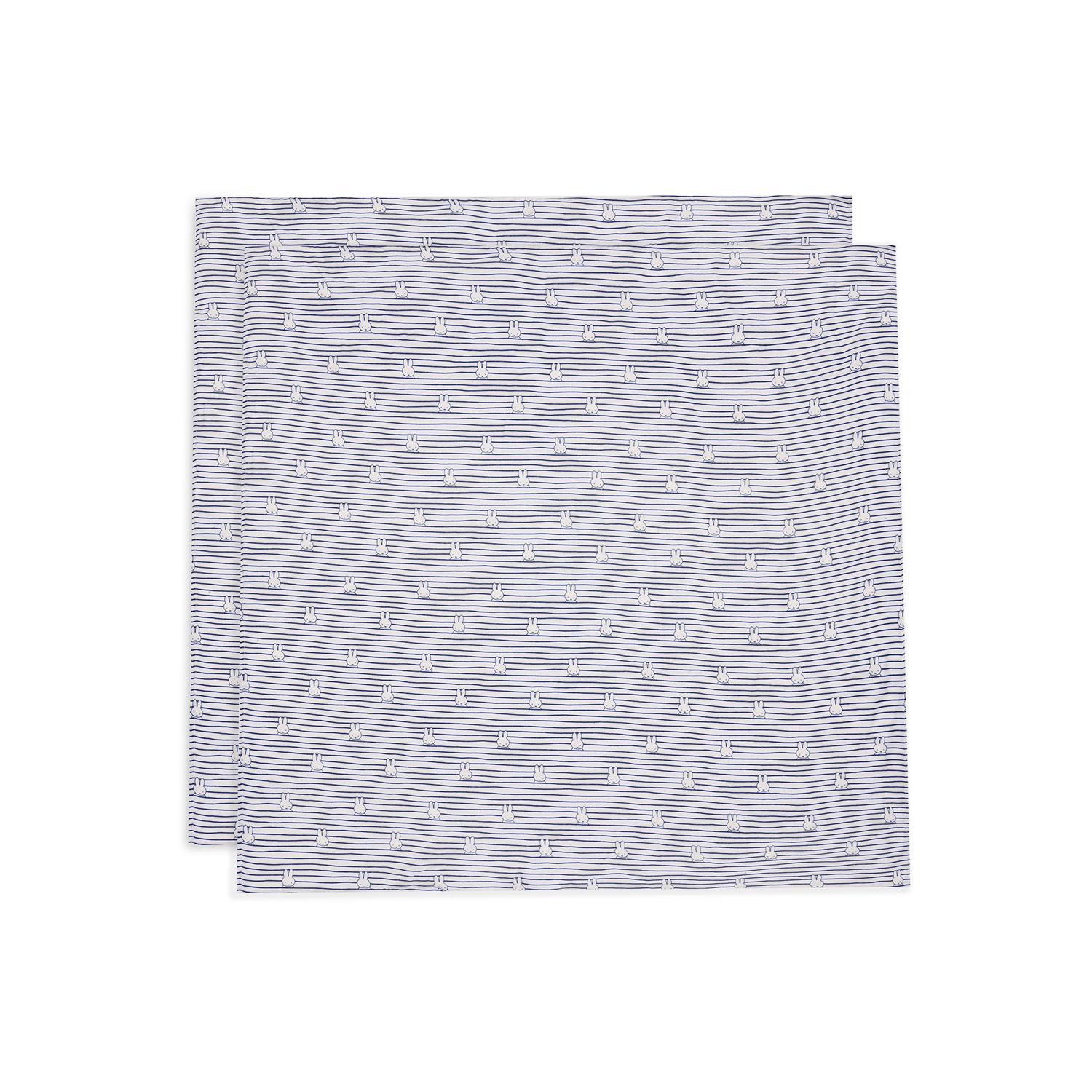 Jollein - Lange gaze Coton Large  Miffy Stripe 2 pcs BLEU Jollein