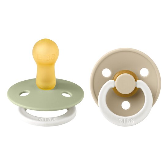 BIBS Tétines Colour 2 Pack Caoutchouc naturel Sage Glow/Vanilla Glow 