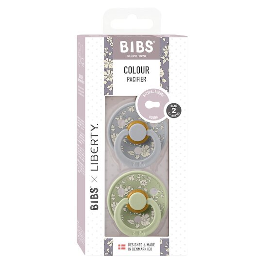 BIBS BIBS x Liberty Tétine Colour 2 Pack Caoutchouc naturel Cloud/Sage 