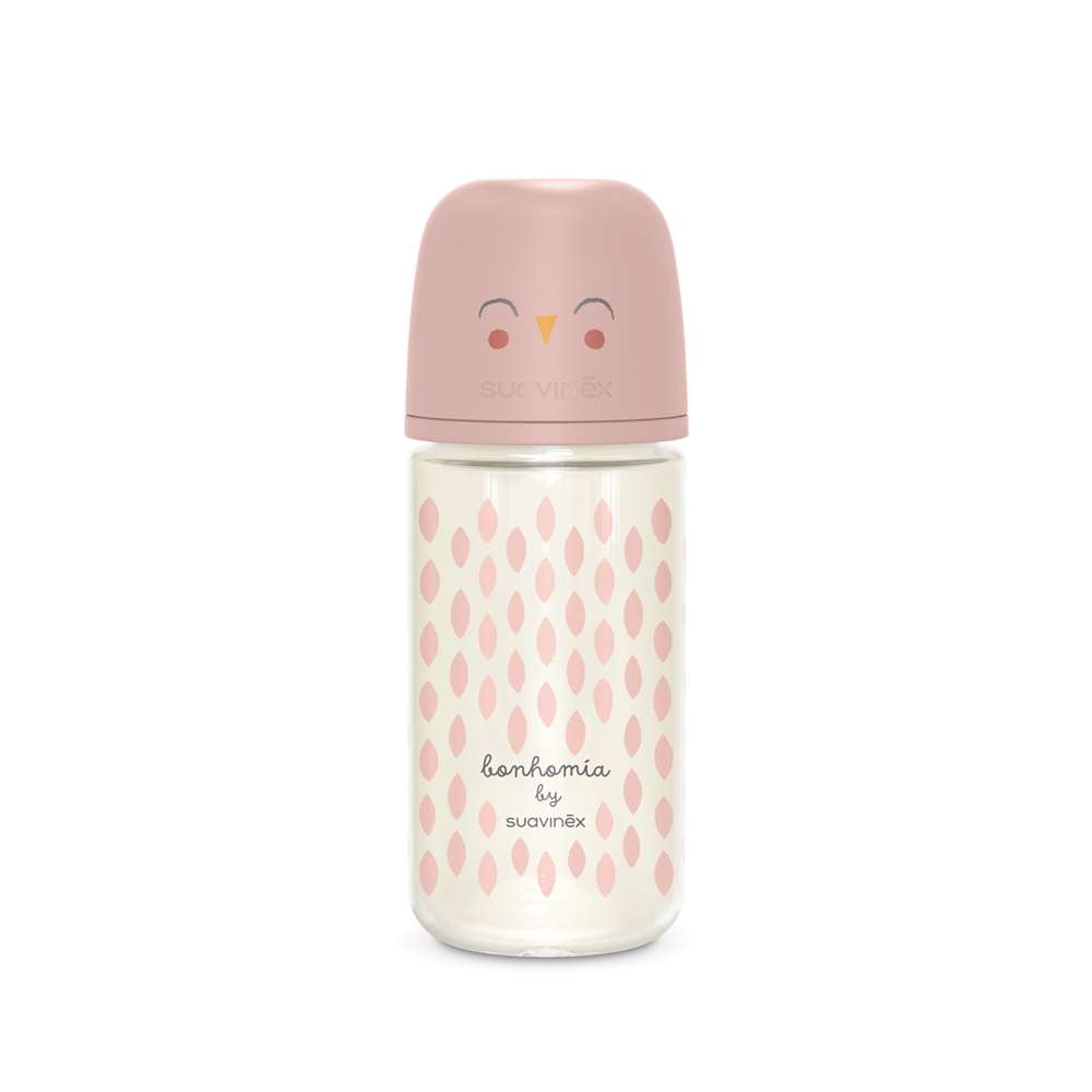 Suavinex - Biberon verre Bonhomia avec tétine Sxpro M ROSE Suavinex