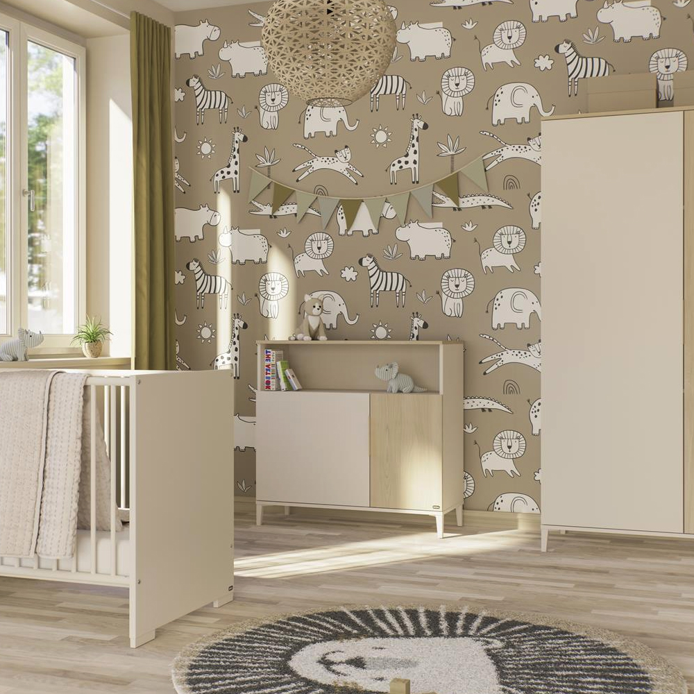 Chambre bébé complète Pomeline : lit 60x120, commode, armoire Yuny by Paidi