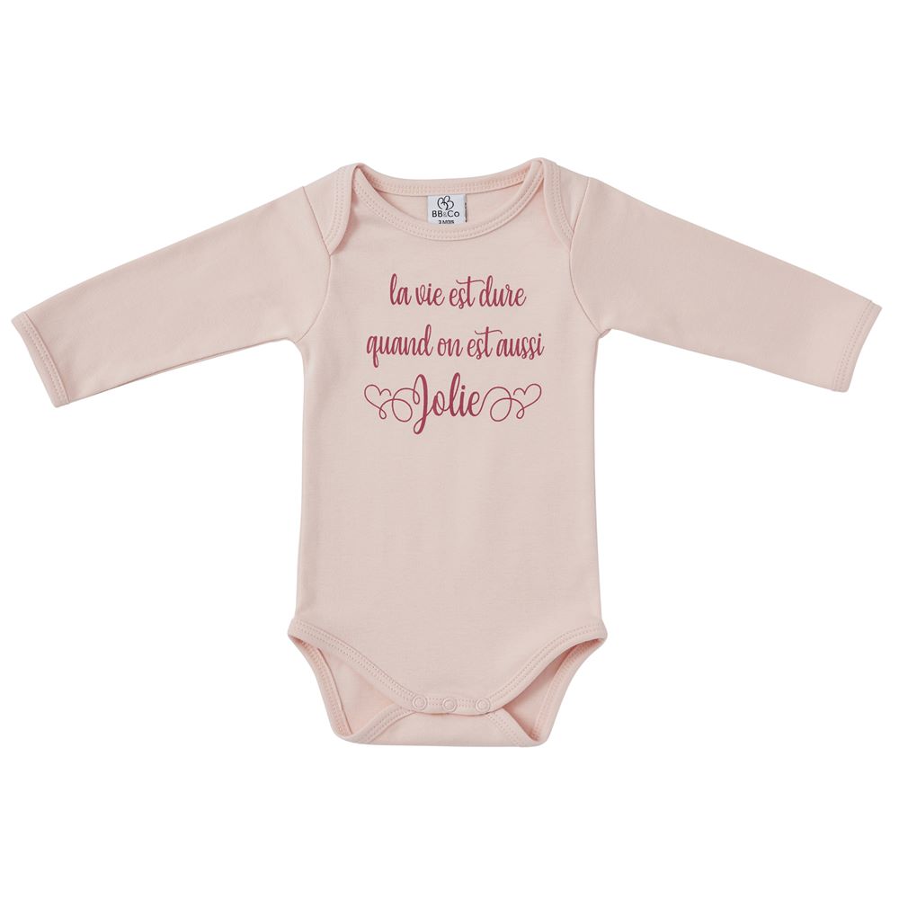 BB & Co - Body manches longues "La vie est dure" ROSE BB&Co