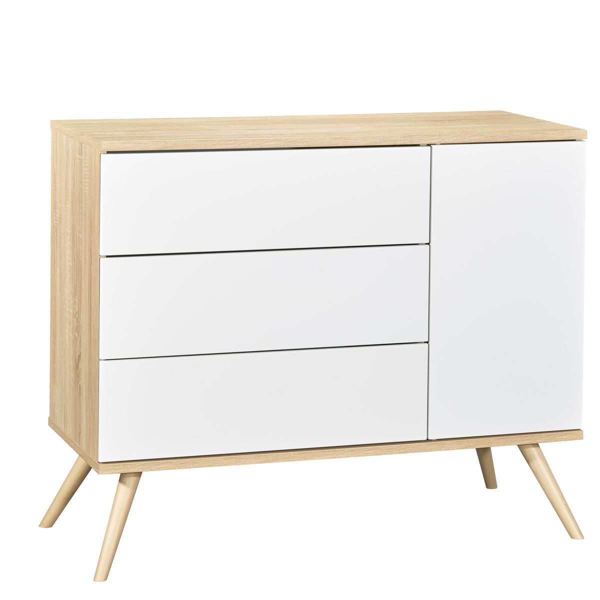 Commode porte + 3 tiroirs Seventies BLANC Sauthon