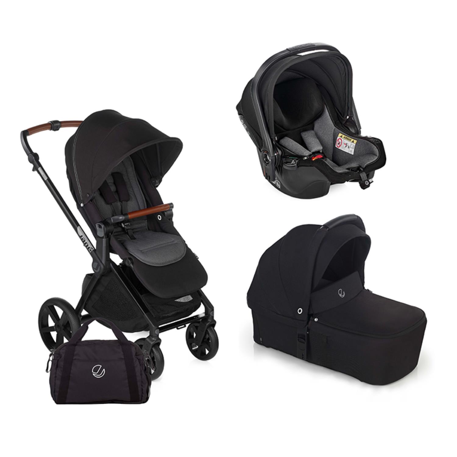 Jané - Pack poussette Trio Muum 4 Nacelle Sweet et coque Koos NOIR Jané