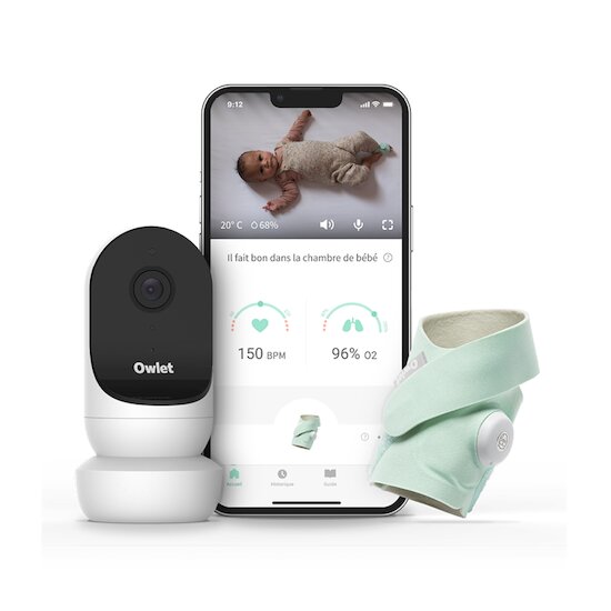 Owlet Monitor Duo (Smart Sock 3 avec babyphone Cam 2) menthe 