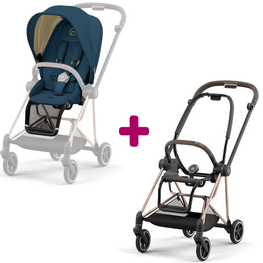 Poussette Mios 2022 Rosegold + siège Moutain Blue Turquoise Cybex