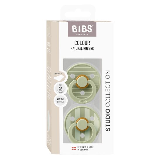 BIBS BIBS x Liberty Tétine Colour 2 Pack Caoutchouc naturel Anatomique Sage/Sage 6-18 mois
